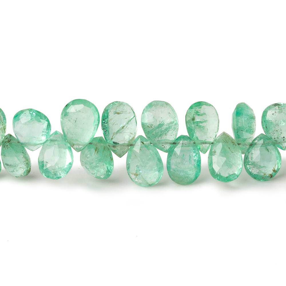 5.5x4-8x5mm Emerald Faceted Pear Beads 8 inch 70 pieces AA - Beadsofcambay.com