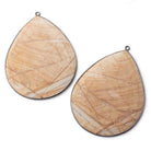 55x43mm Black Gold Bezeled Matte Picture Jasper Pear Set of 2 Pendants - Beadsofcambay.com