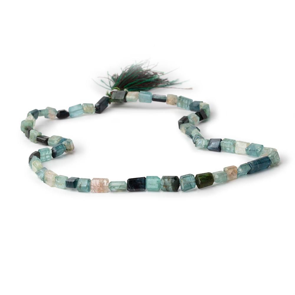 5.5x5-12x6mm Indicolite Tourmaline Faceted Rectangles 16 inch 57 Beads - Beadsofcambay.com