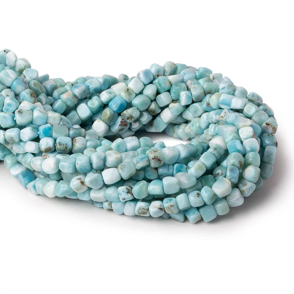 5.5x5.5-6x6mm Larimar plain cubed nuggets 15.5 inch 65 beads - Beadsofcambay.com