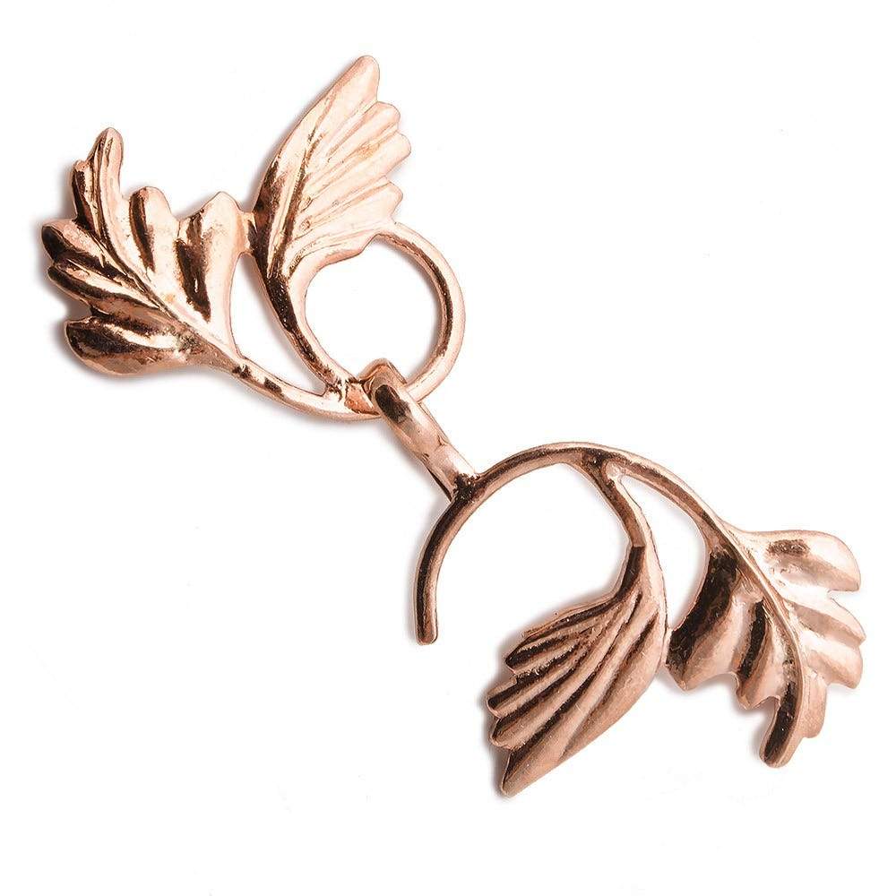 56x24mm Rose Gold plated Silver Hook & Eye Clasp Icanthus Leaves 1 pcs - Beadsofcambay.com