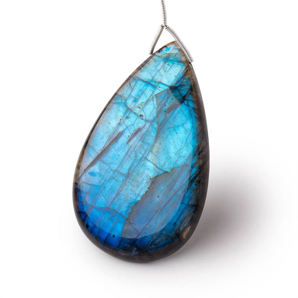 56x35x8mm Labradorite Plain Pear Pendant 1 AAA Focal - Beadsofcambay.com