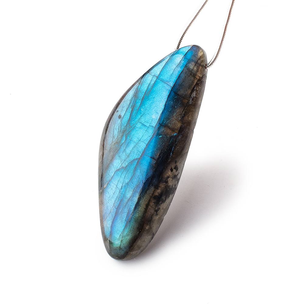 57x22x8mm Neon Blue Labradorite fancy shape focal bead 1 piece - Beadsofcambay.com