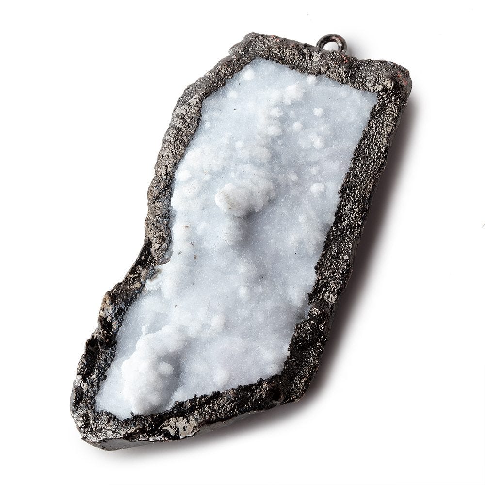 57x30mm Black Gold Leafed Gray Drusy Freeform Pendant 1 piece - Beadsofcambay.com