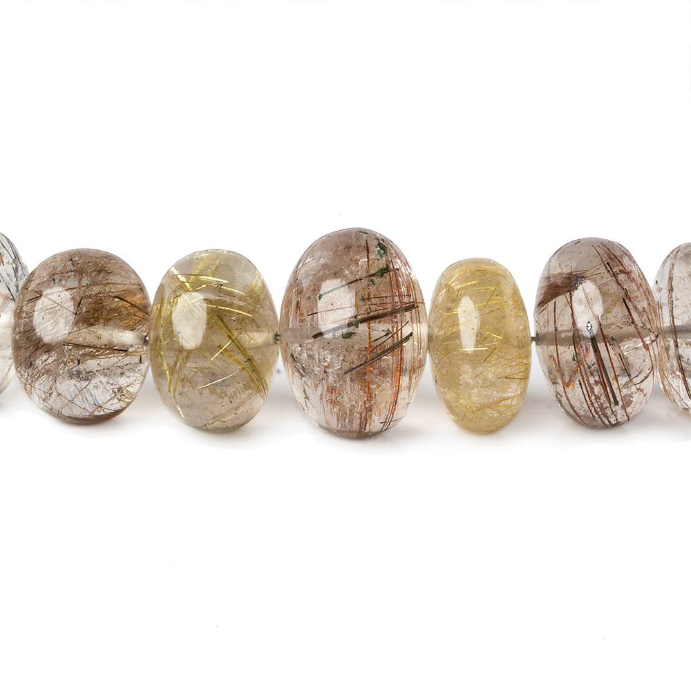 5mm - 14mm Rutilated & Tourmalinated Quartz plain rondelles 16 inch 64 beads A - Beadsofcambay.com