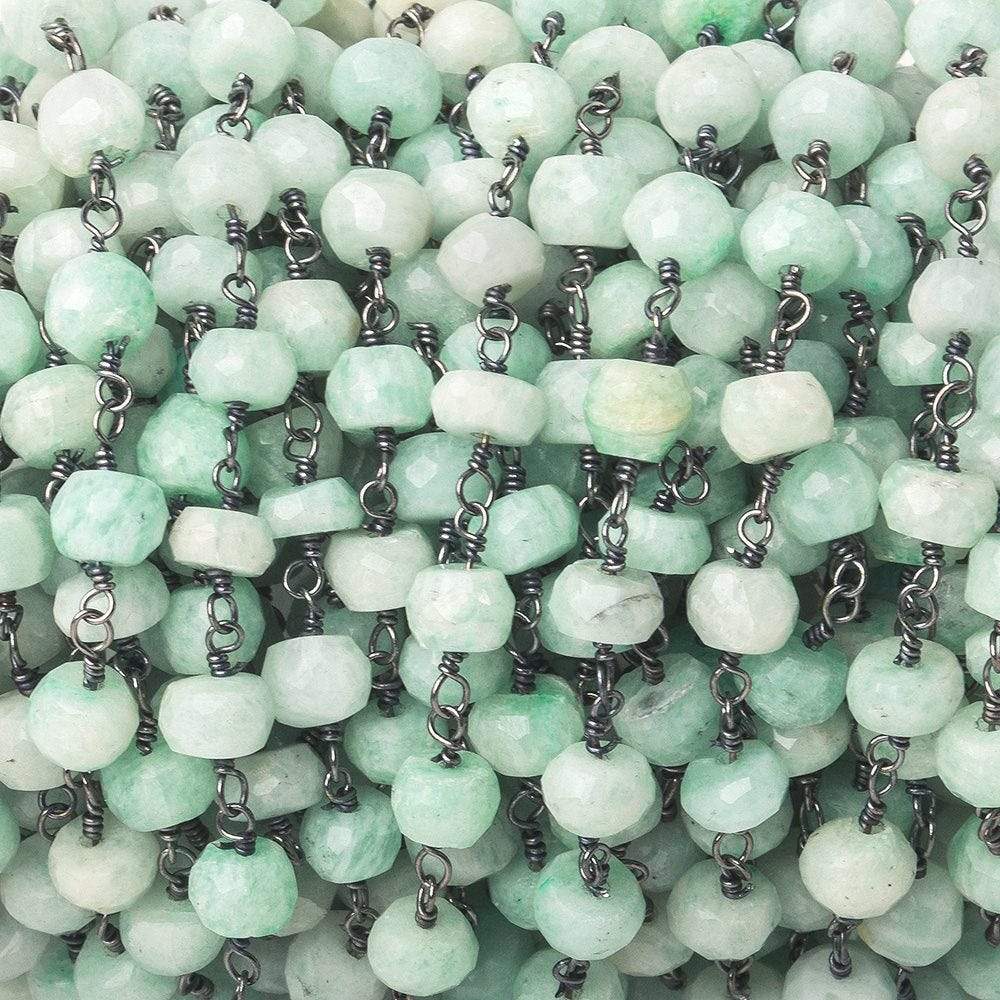 5mm Amazonite faceted rondelle Black Gold Chain by the foot 34 pieces - Beadsofcambay.com