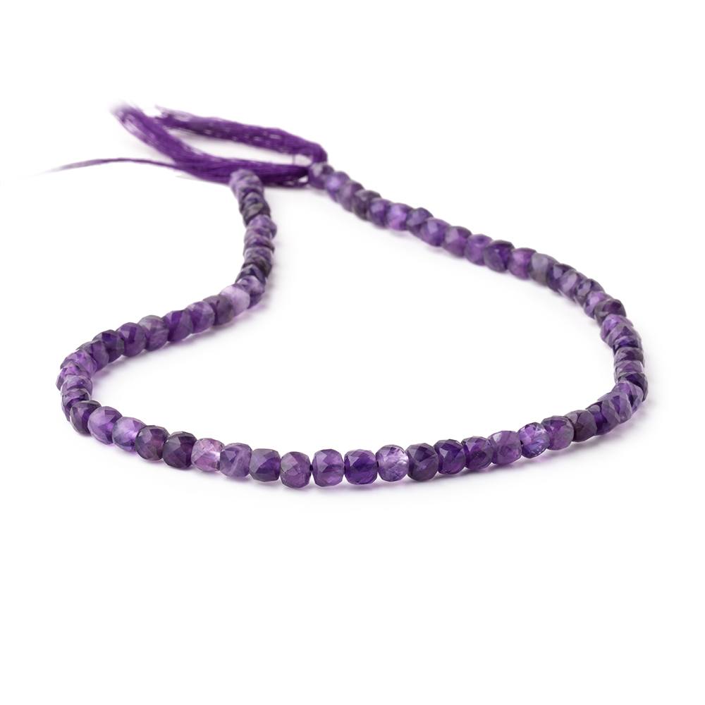 5mm Amethyst Micro Faceted Cube Beads 12 inch 70 pieces - Beadsofcambay.com