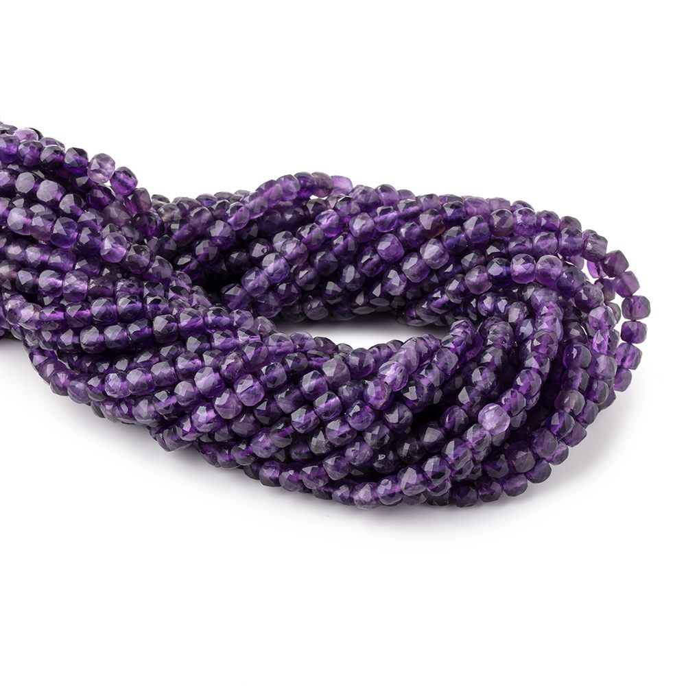 5mm Amethyst Micro Faceted Cube Beads 12 inch 70 pieces - Beadsofcambay.com