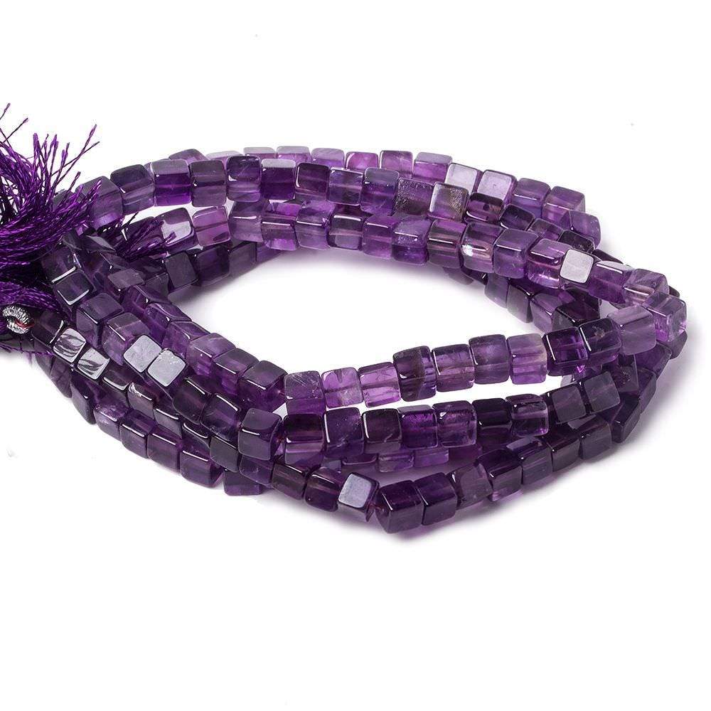 5mm Amethyst Plain Cube Beads 16 inch 83 pieces - Beadsofcambay.com