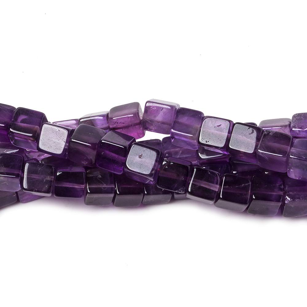 5mm Amethyst Plain Cube Beads 16 inch 83 pieces - Beadsofcambay.com