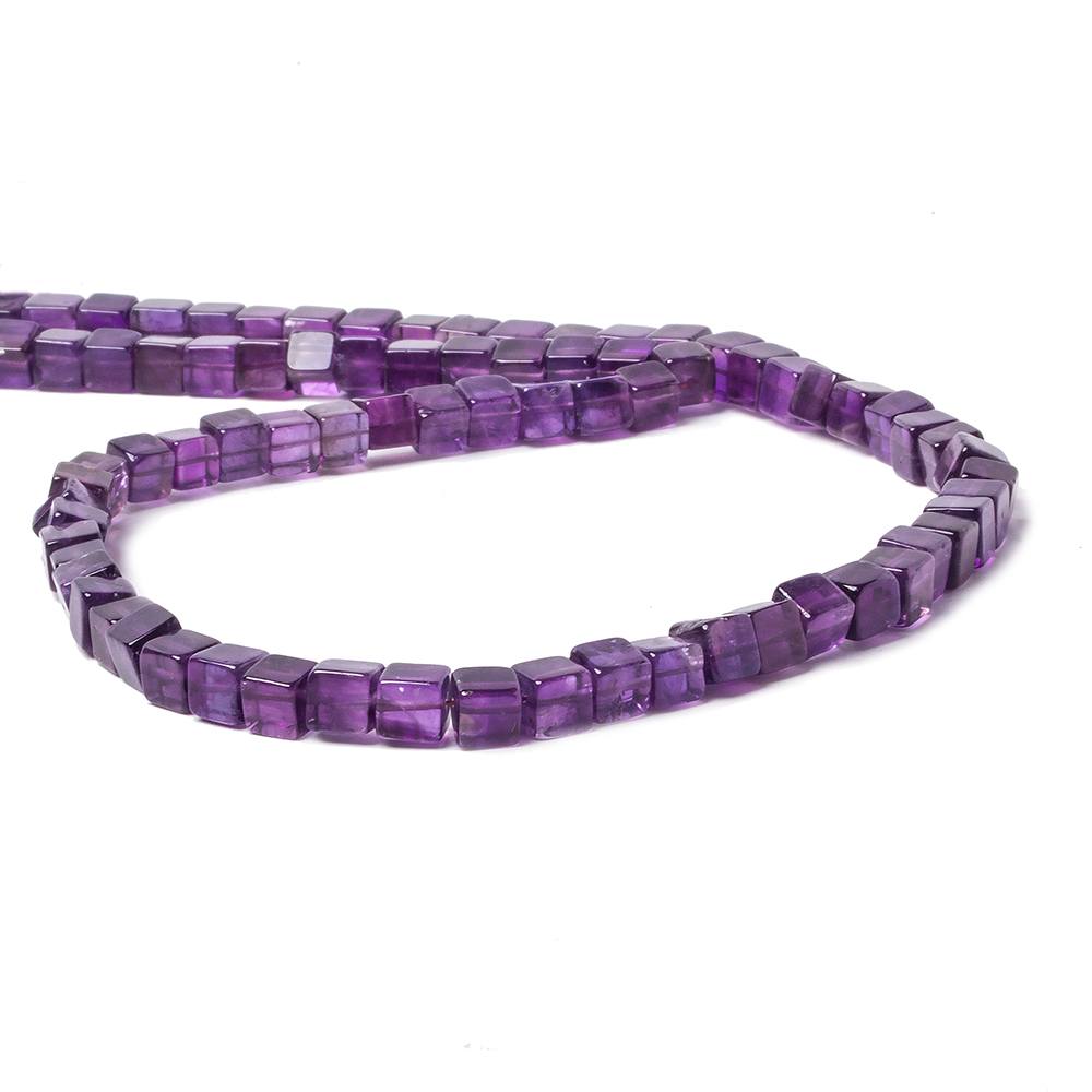5mm Amethyst Plain Cube Beads 16 inch 83 pieces - Beadsofcambay.com