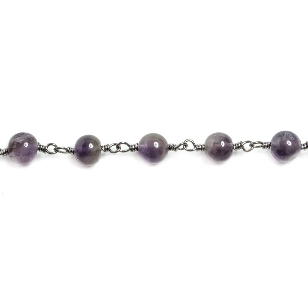 5mm Amethyst plain round Black Gold plated Chain by the foot 29 pieces - Beadsofcambay.com