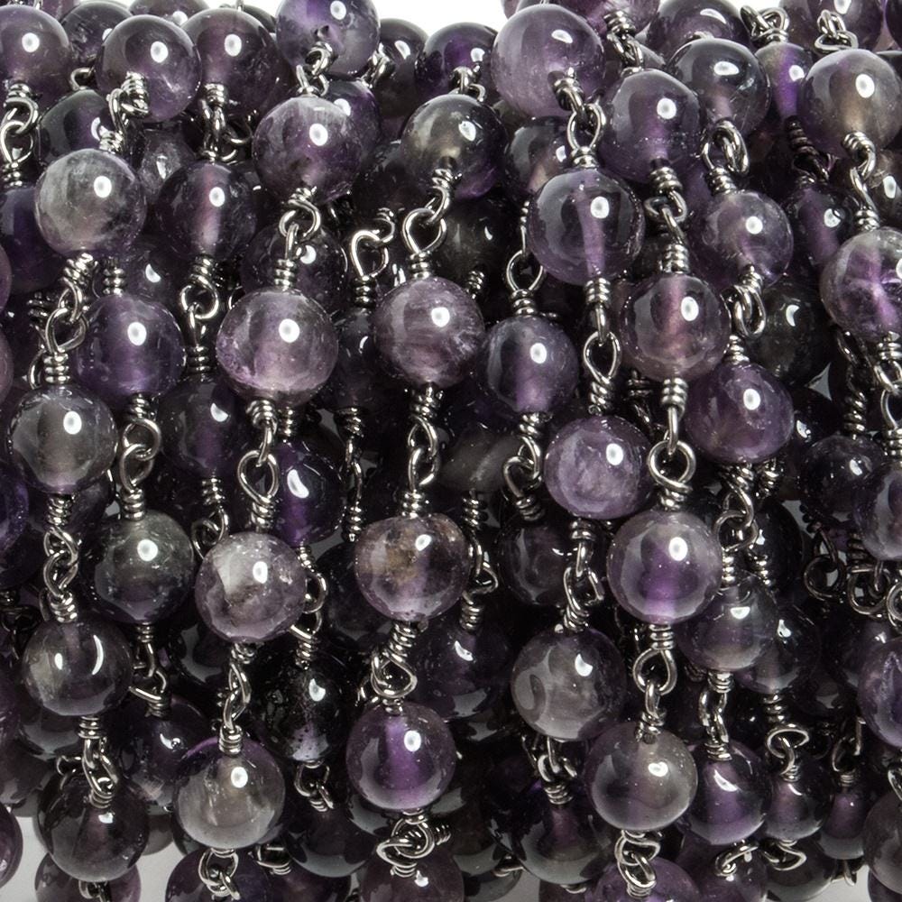 5mm Amethyst plain round Black Gold plated Chain by the foot 29 pieces - Beadsofcambay.com