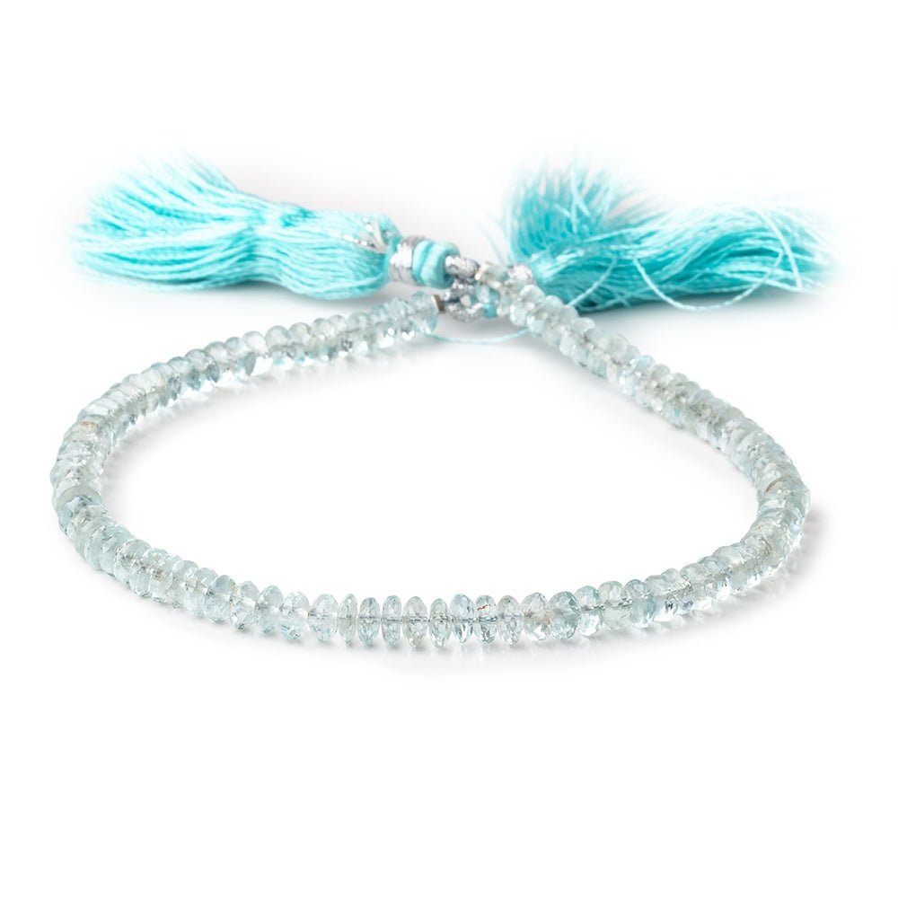 5mm Aquamarine Faceted Rondelle Beads 9 inch 95 pieces AA - Beadsofcambay.com
