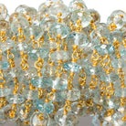 5mm Aquamarine faceted rondelle Vermeil Chain by the foot 40 pcs - Beadsofcambay.com