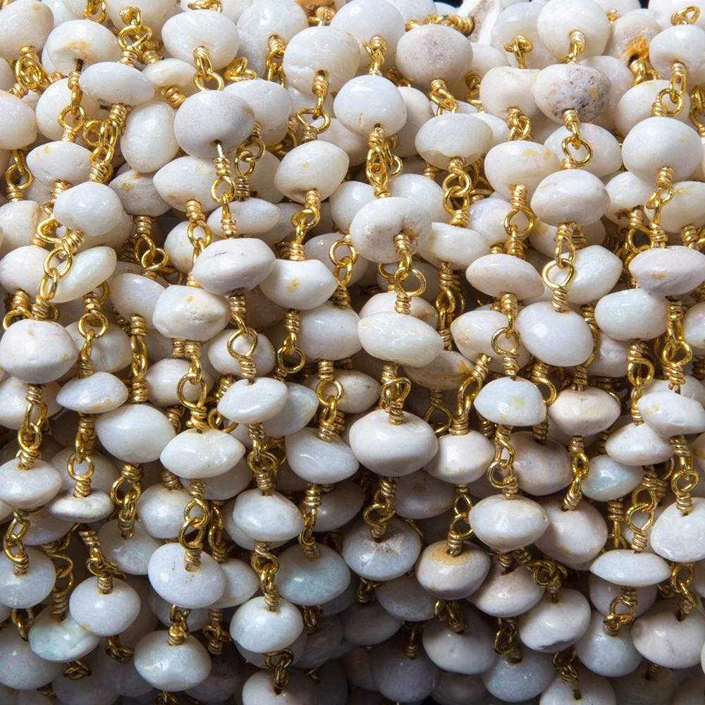 5mm Australian Opal plain rondelle Gold plated Chain by the foot 33 pieces - Beadsofcambay.com
