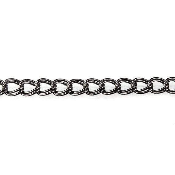 5mm Black Gold plated Double Link Chain by the Foot - Beadsofcambay.com