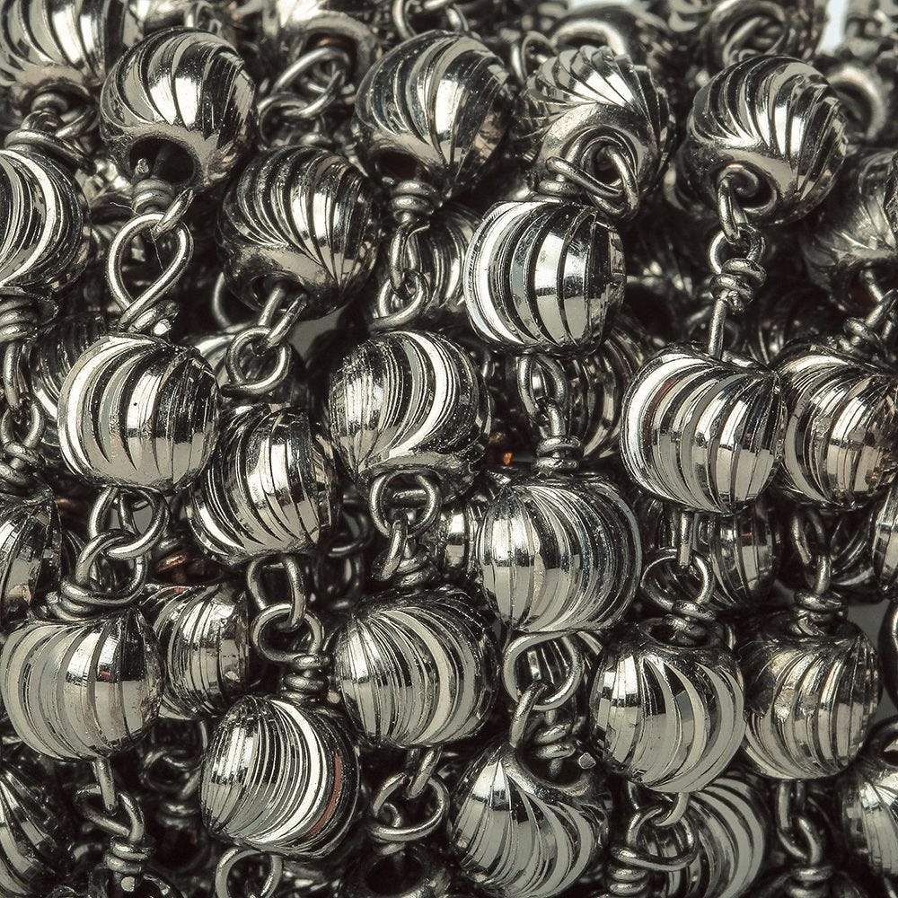 5mm Black Gold plated Fluted Round Black Gold plated Chain by the foot - Beadsofcambay.com