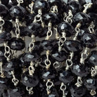 5mm Black Spinel faceted rondelle Silver plated Chain by the foot - Beadsofcambay.com