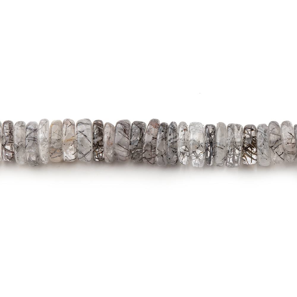 5mm Black Tourmalinated Quartz plain heshi beads 16 inch 270 beads - Beadsofcambay.com