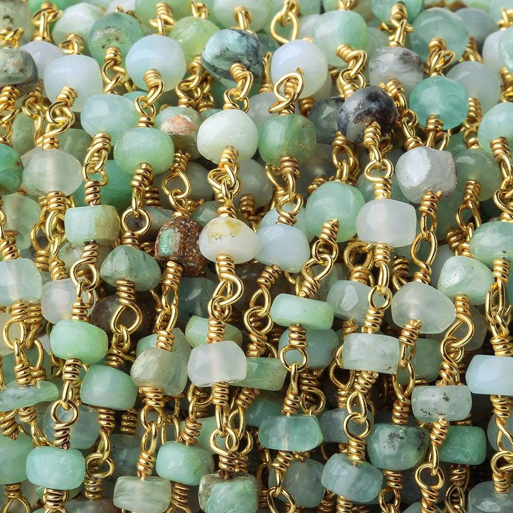 5mm Blue Peruvian Opal Heshi Gold plated Chain by the foot - Beadsofcambay.com