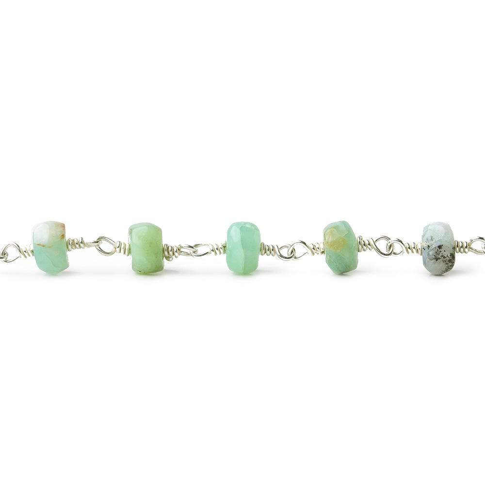 5mm Blue Peruvian Opal Heshi Silver plated Chain by the foot - Beadsofcambay.com