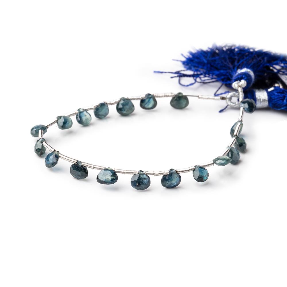 5mm Blue Sapphire Faceted Heart Beads 5.75 inch 19 pieces - Beadsofcambay.com
