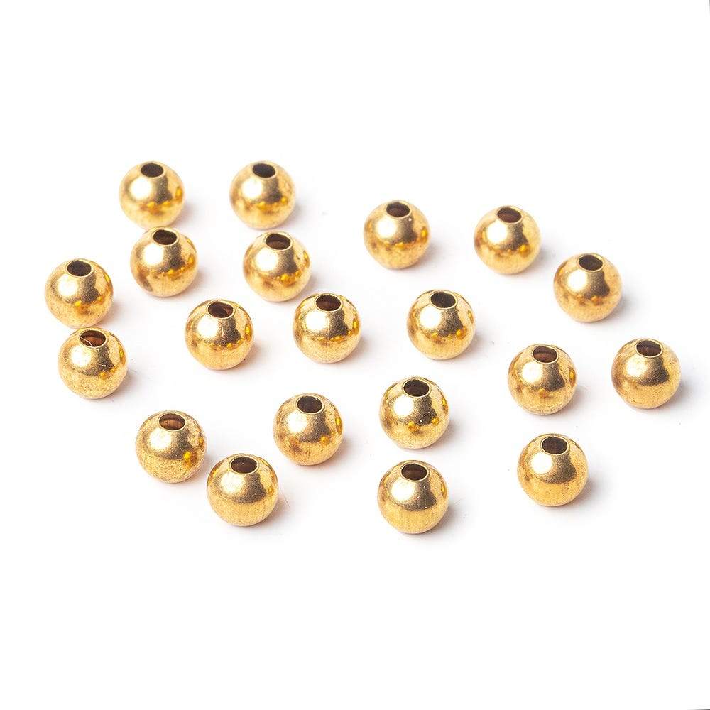 5mm Brass Plain Round Beads 20 beads - Beadsofcambay.com