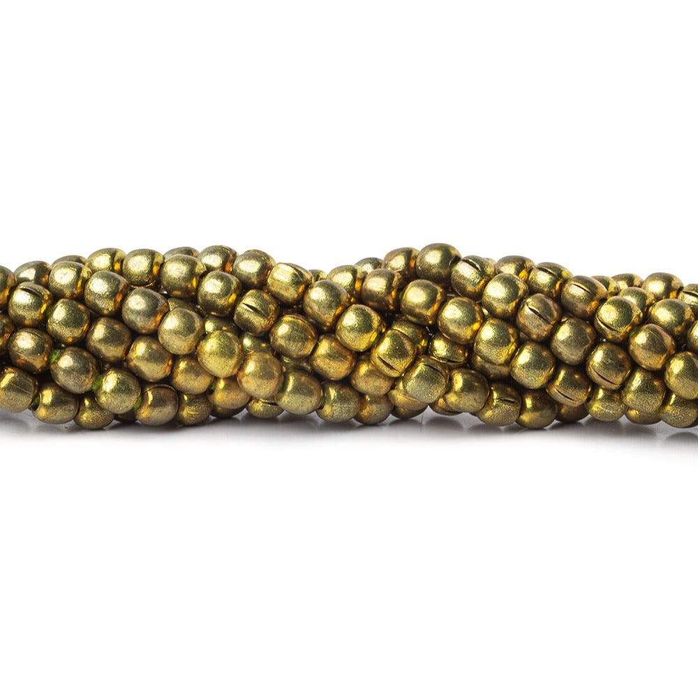 5mm Brass Plain Round Beads 44 beads 8inch - Beadsofcambay.com