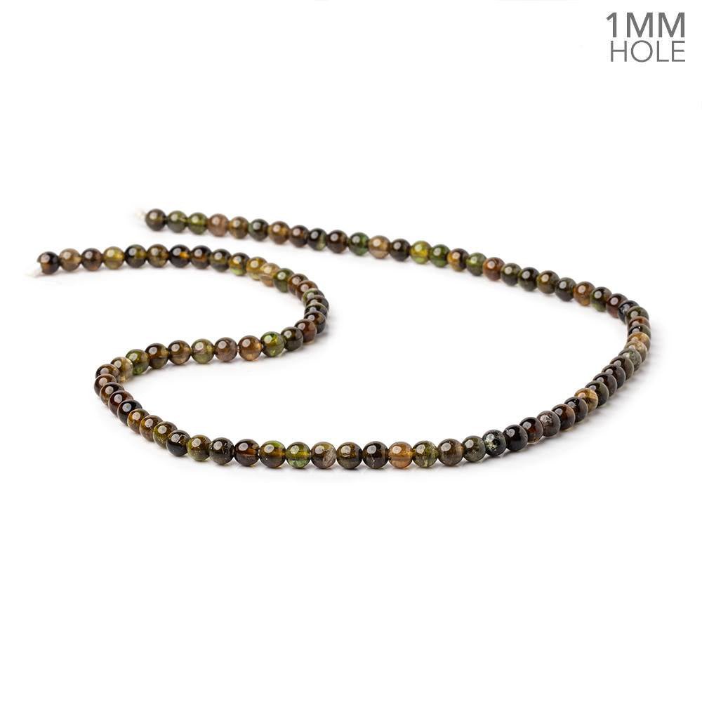 5mm Brown & Green Tourmaline Plain Round Beads 16 inch 88 pieces 1mm Hole - Beadsofcambay.com