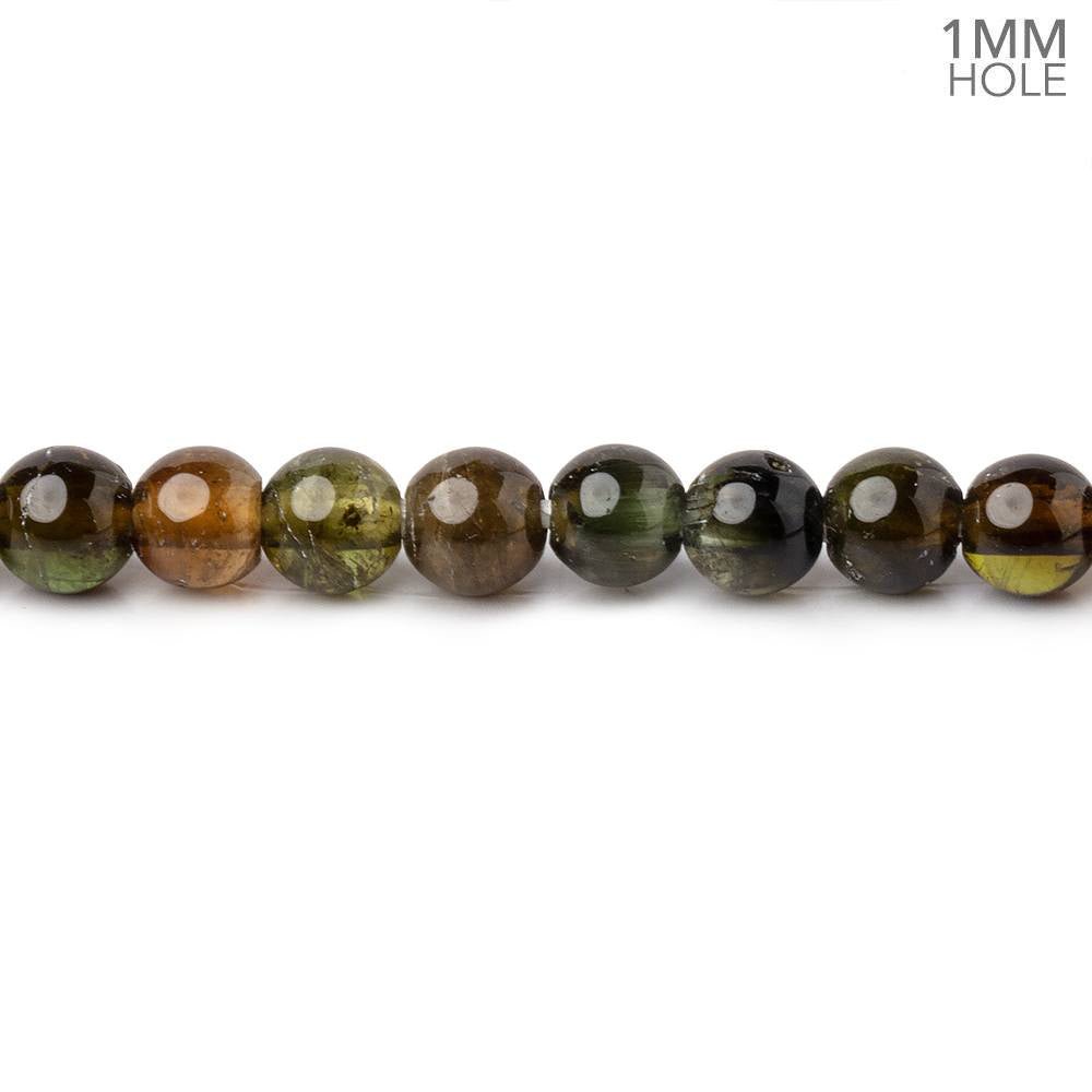 5mm Brown & Green Tourmaline Plain Round Beads 16 inch 88 pieces 1mm Hole - Beadsofcambay.com