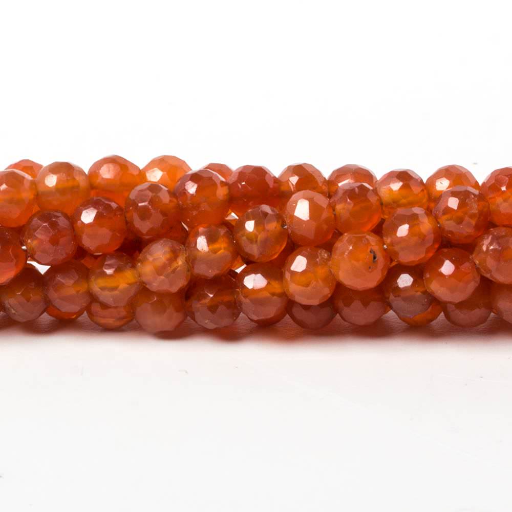 5mm Carnelian Agate Beads Faceted Round 13 inch 75 pieces - Beadsofcambay.com