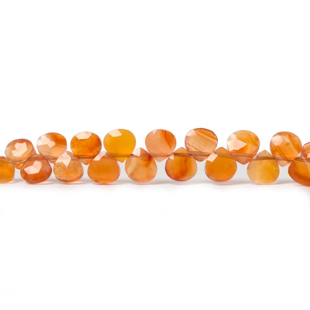 5mm Carnelian faceted heart briolette beads 5 inch 44 pieces - Beadsofcambay.com