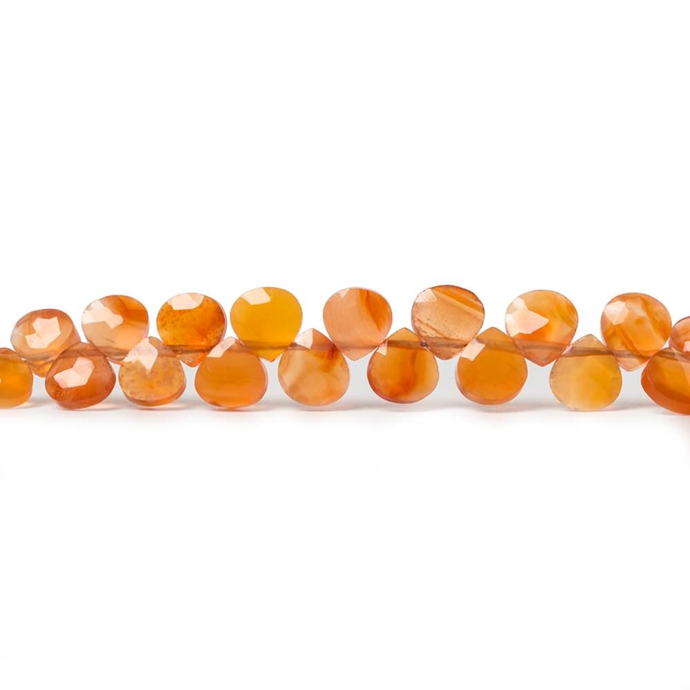 5mm Carnelian faceted heart briolette beads 5 inch 44 pieces - Beadsofcambay.com
