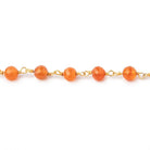 5mm Carnelian Faceted Round Beads on Vermeil Chain - Beadsofcambay.com