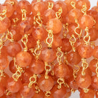 5mm Carnelian Faceted Round Beads on Vermeil Chain - Beadsofcambay.com