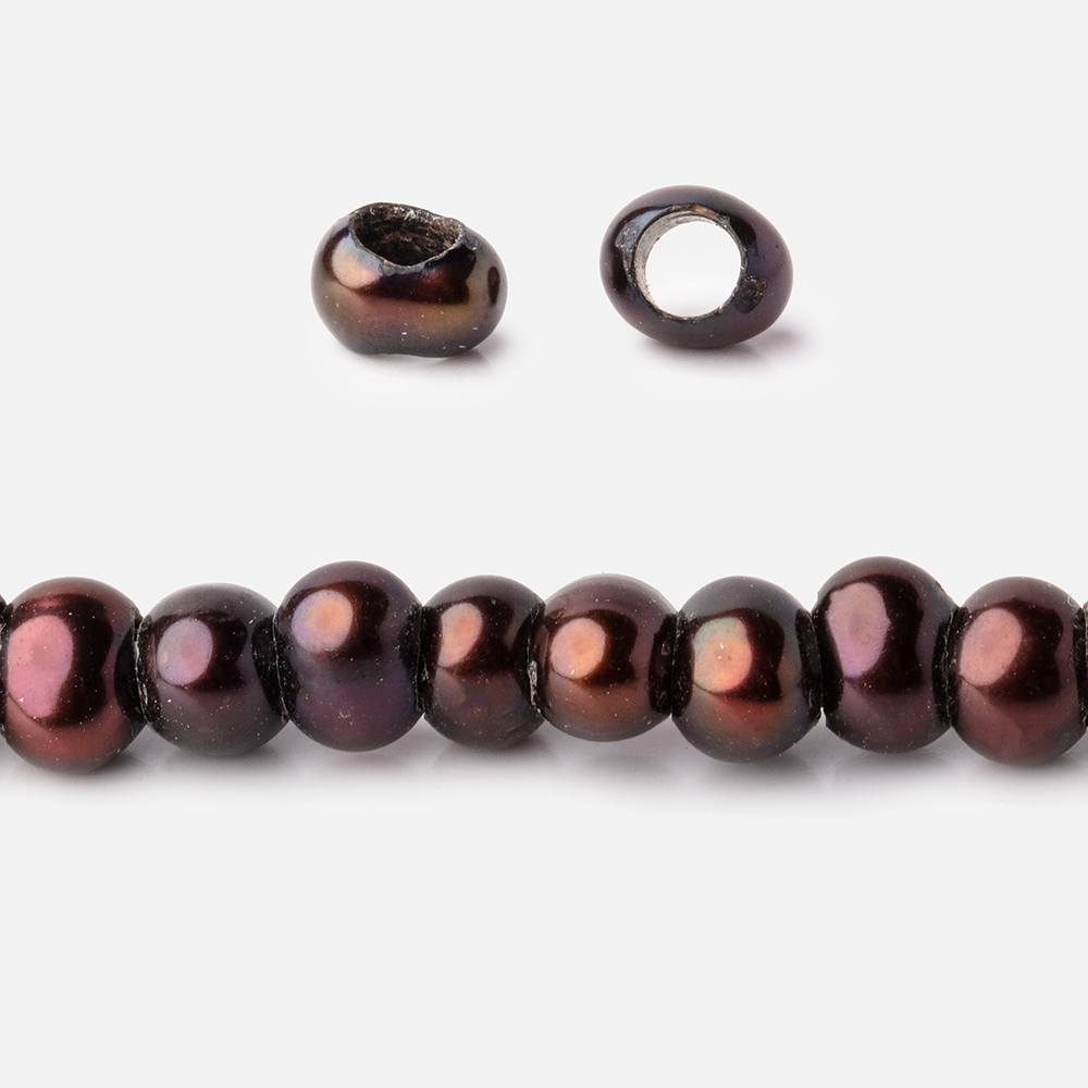 5mm Chocolate Raspberry 2.5mm Large Hole Off Round Pearls 15 inch 122 Beads - Beadsofcambay.com