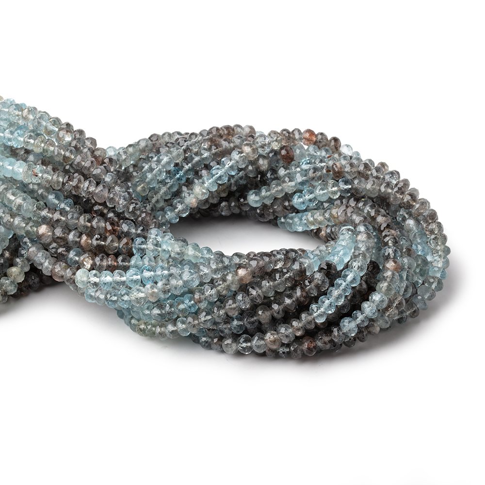 5mm Copper Moss Aquamarine Faceted Rondelle Beads 14 inch 100 pieces AA - Beadsofcambay.com