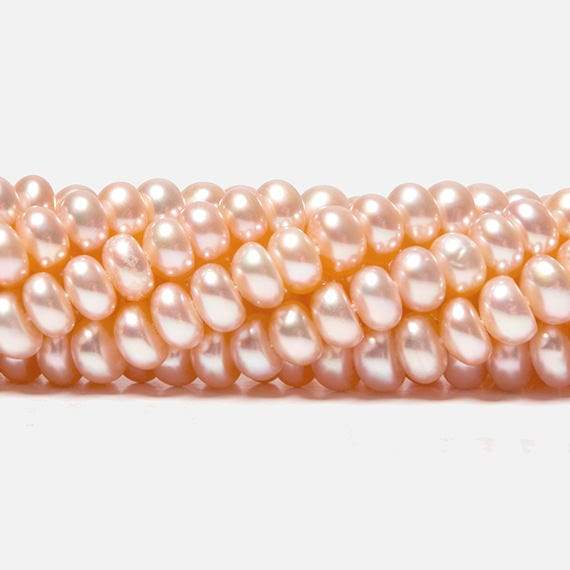 5mm Coral Cream Center Drilled Button Freshwater Pearls 15.5 inch 114 pieces - Beadsofcambay.com