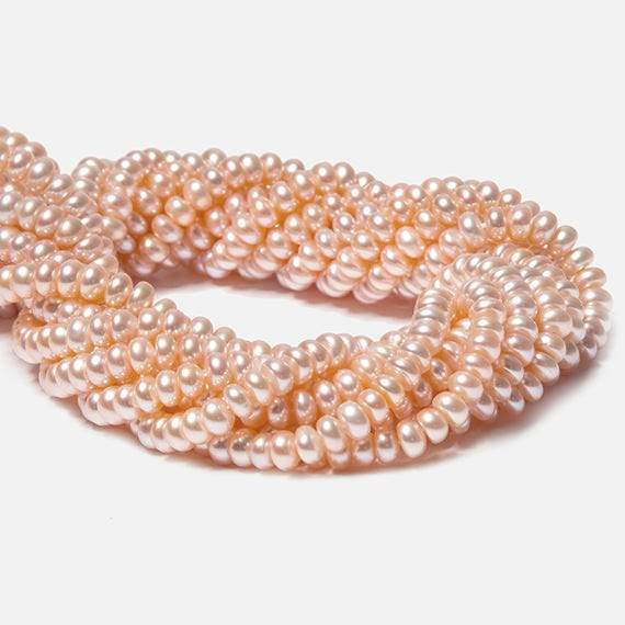 5mm Coral Cream Center Drilled Button Freshwater Pearls 15.5 inch 114 pieces - Beadsofcambay.com