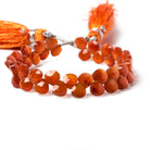 5mm Dark Carnelian faceted heart briolette beads 5 inch 44 pieces - Beadsofcambay.com