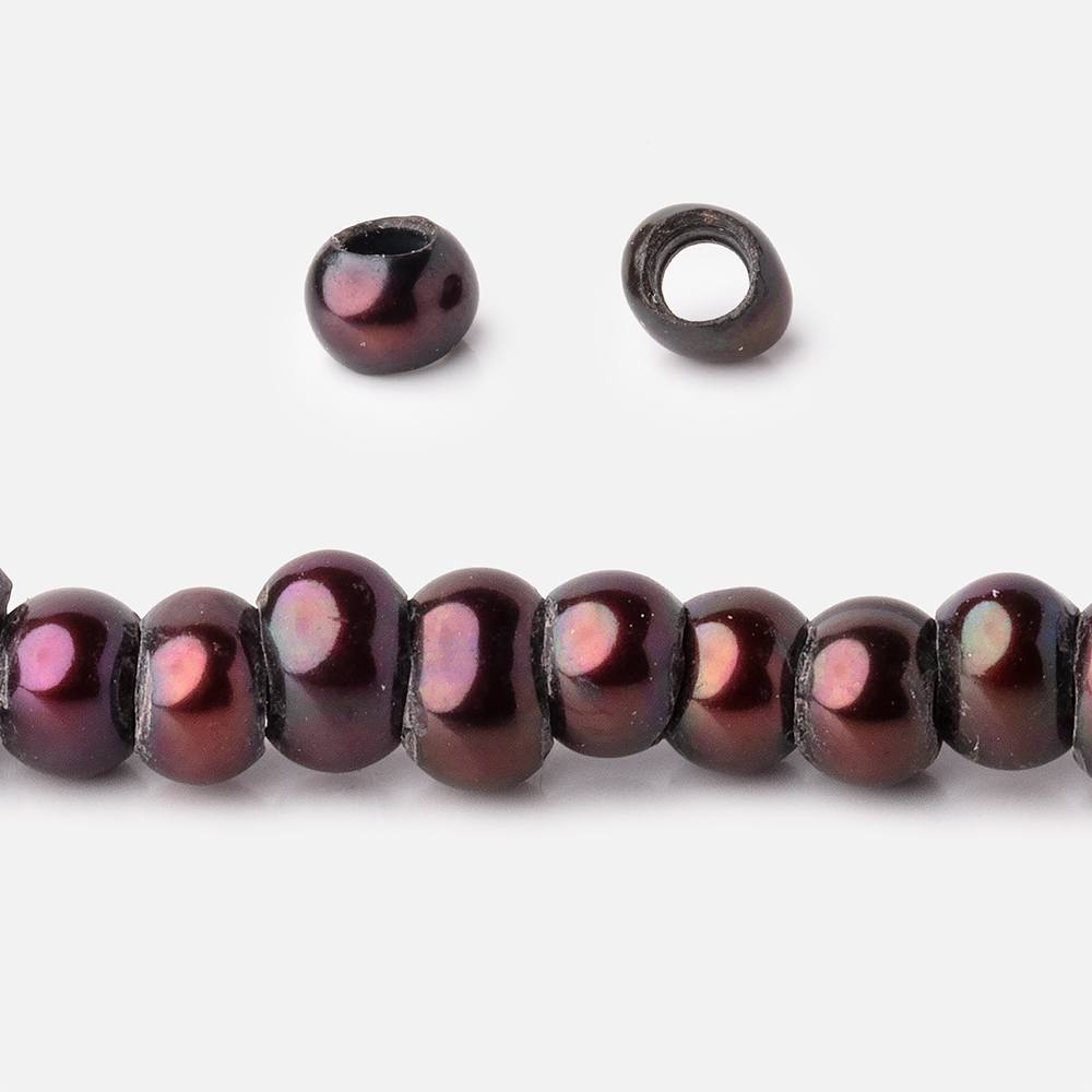 5mm Eggplant 2.5mm Large Hole Off Round Pearls 15 inch 135 Beads - Beadsofcambay.com
