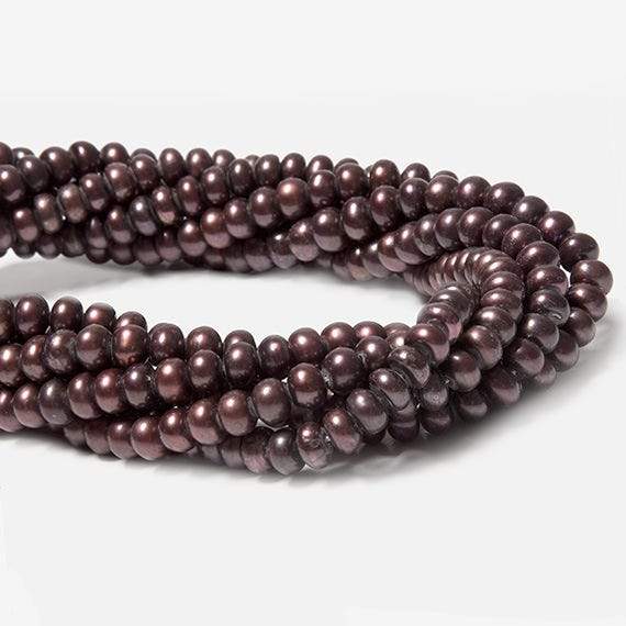 5mm Eggplant Center Drilled Button Freshwater Pearls 16 inch 120 pieces - Beadsofcambay.com