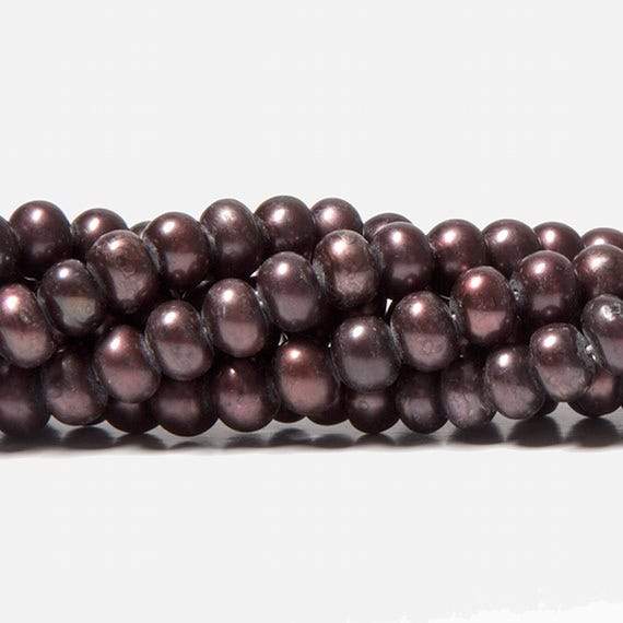 5mm Eggplant Center Drilled Button Freshwater Pearls 16 inch 120 pieces - Beadsofcambay.com