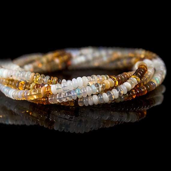 5mm Ethiopian Multi Color Opal Plain Rondelle Beads 13 inch 105 pieces - Beadsofcambay.com