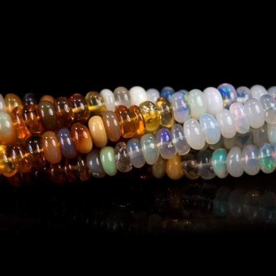 5mm Ethiopian Multi Color Opal Plain Rondelle Beads 13 inch 105 pieces - Beadsofcambay.com