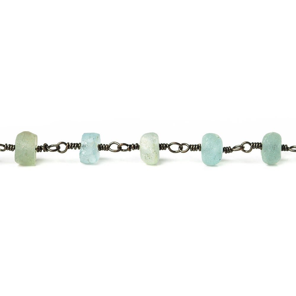 5mm Frosted Beryl plain rondelle Black Gold plated Chain by the foot 31 pieces - Beadsofcambay.com