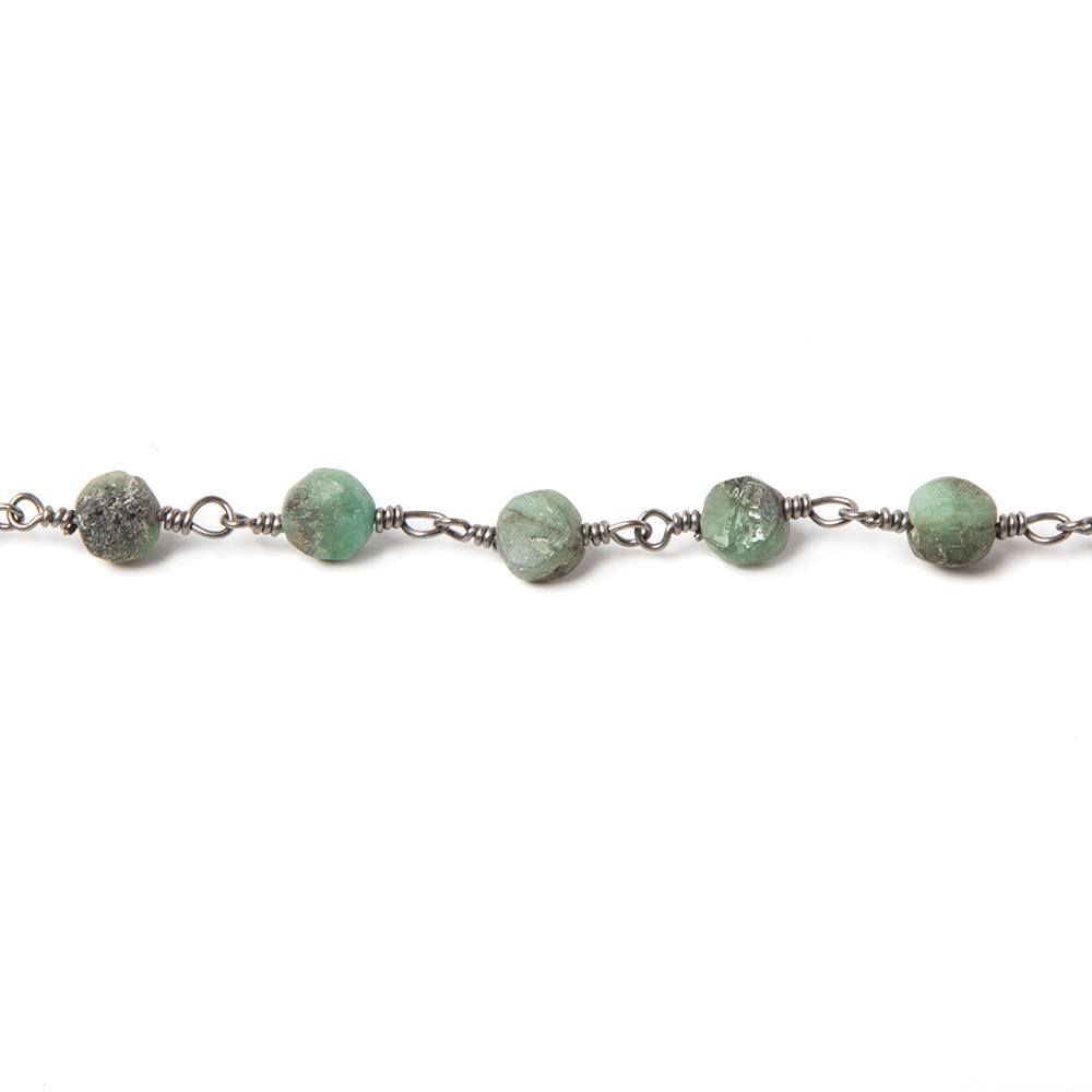 5mm Frosted Emerald plain coin Black Gold Chain by the foot 27 pcs - Beadsofcambay.com