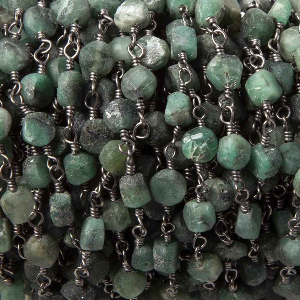 5mm Frosted Emerald plain coin Black Gold Chain by the foot 27 pcs - Beadsofcambay.com