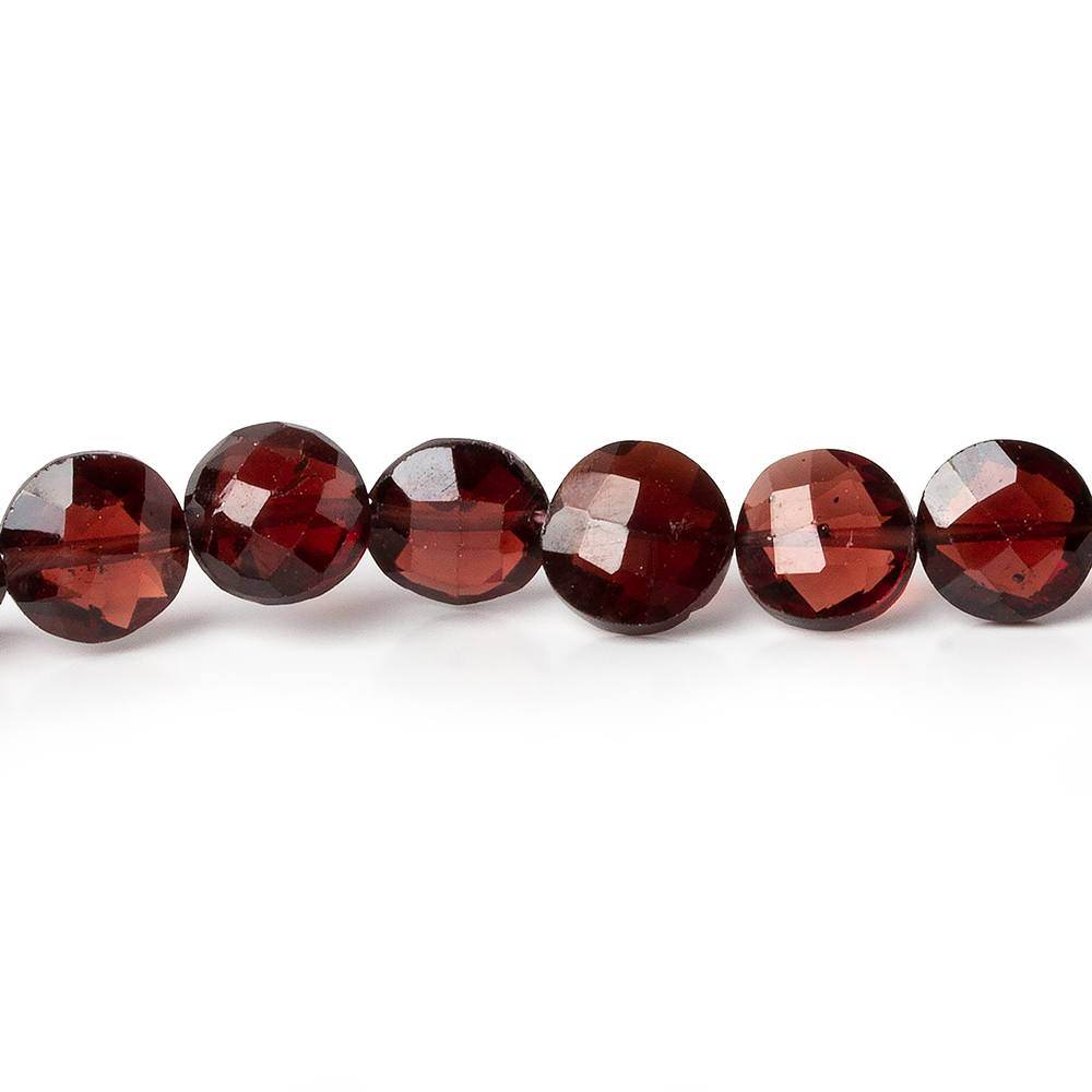 5mm Garnet Side Drilled Faceted Coin Beads 9 inch 36 pieces - Beadsofcambay.com